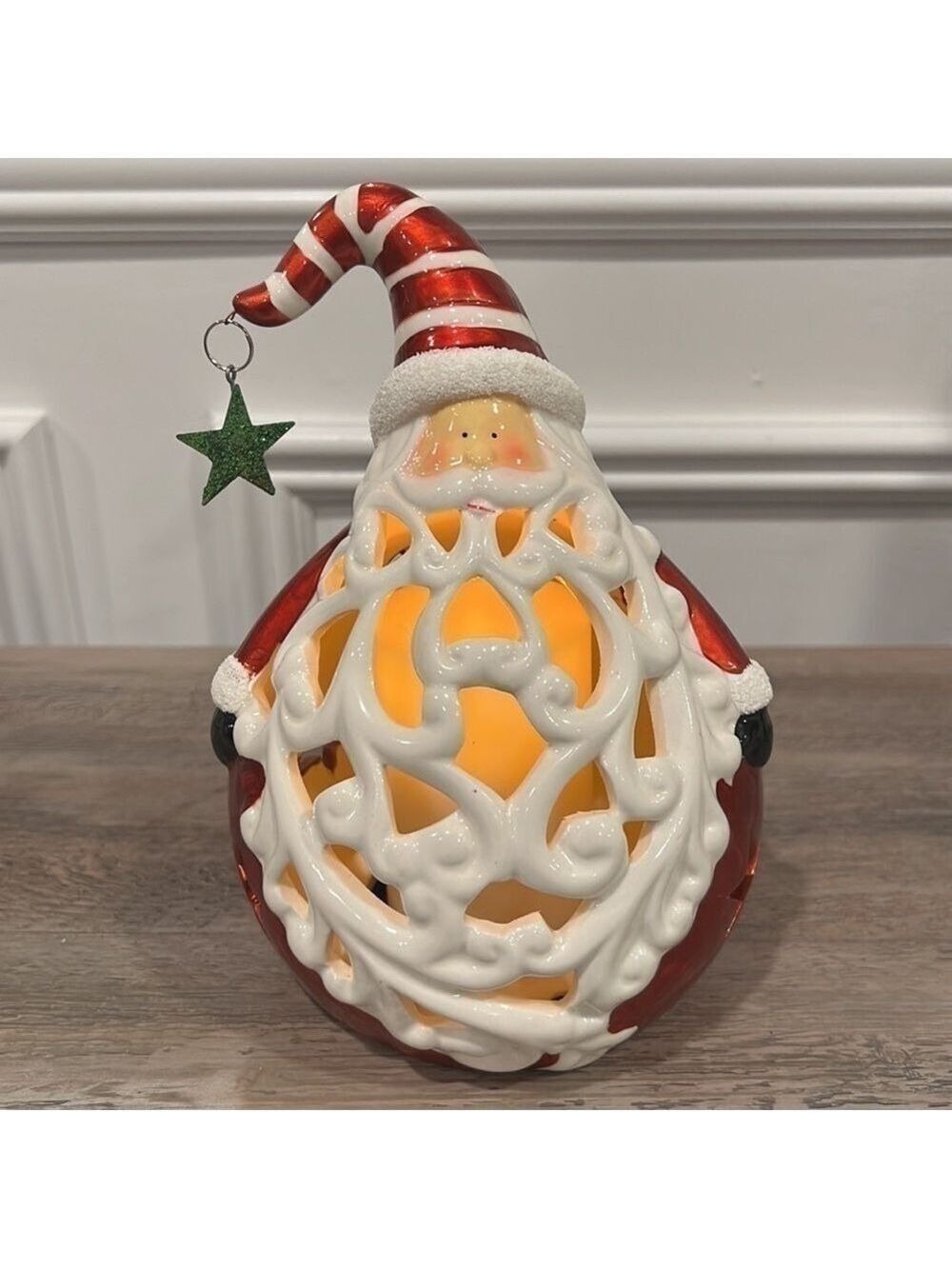 Luminary Santa Claus Porcelain Light Changing Christmas Decoration LED Candle